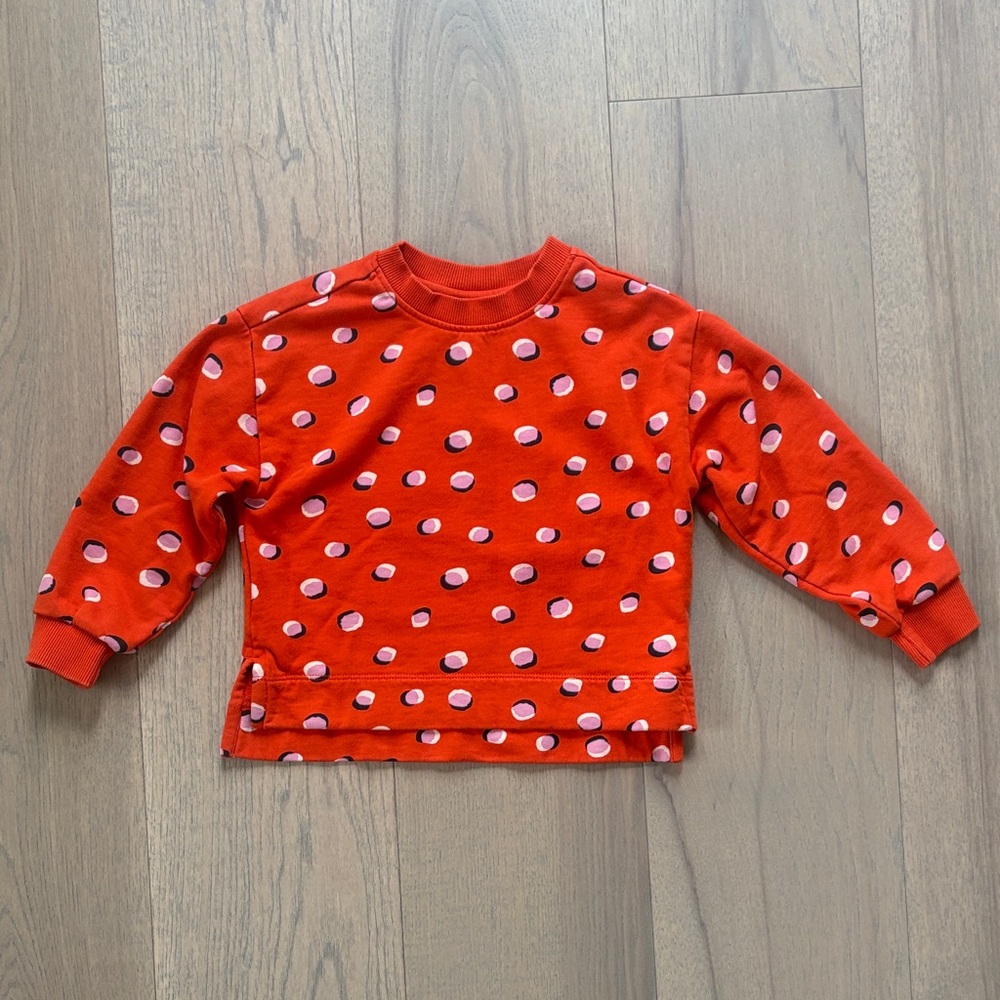 Hanna Andersson Orange Kids Sweatshirt with Purple Dots